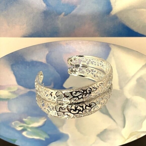 Emberly Selena Silver Filigree Cuff Bracelet Gift Packaged - Picture 1 of 10